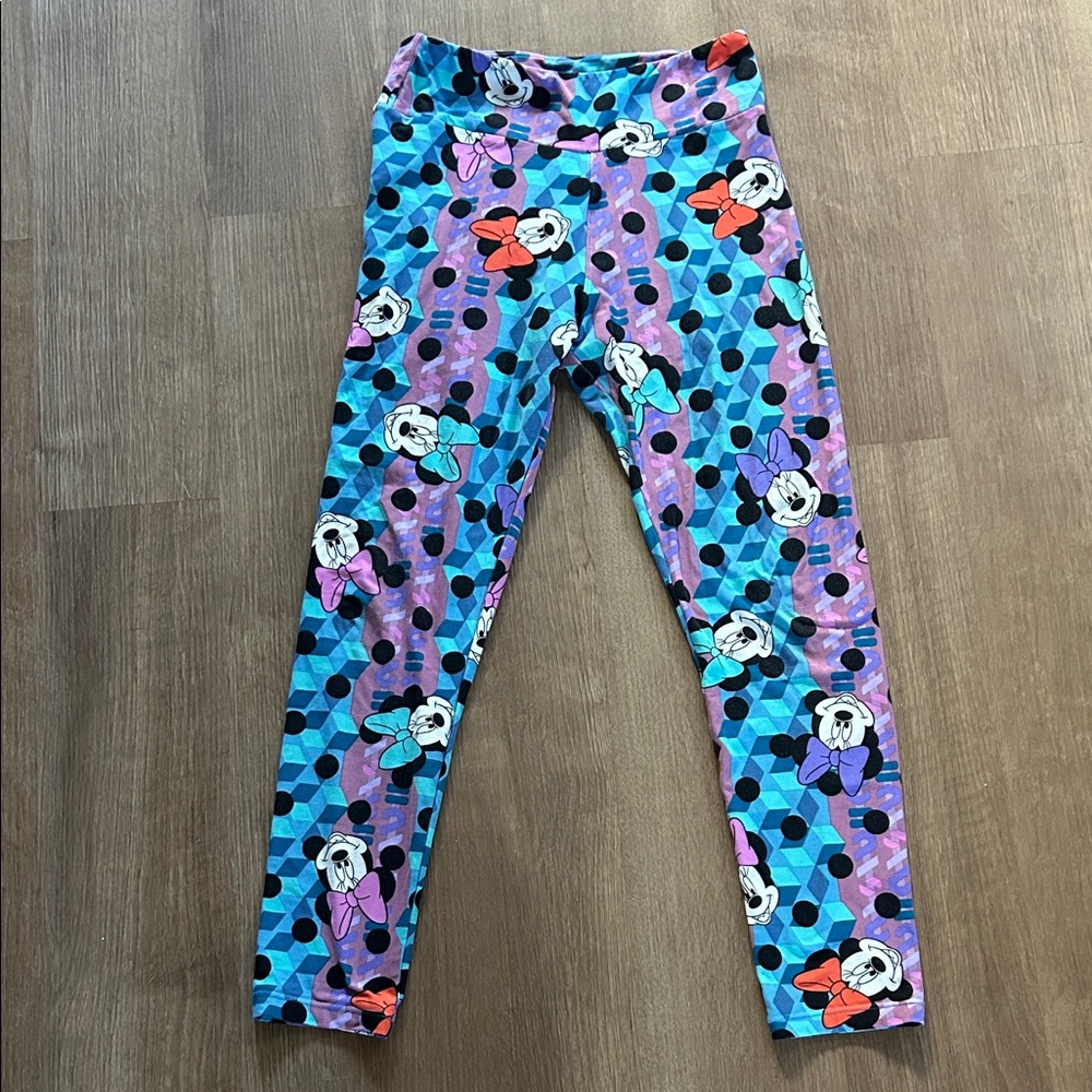 LuLaRoe Women’s Leggings with Blue and Purple Disney Minnie Mouse One Size